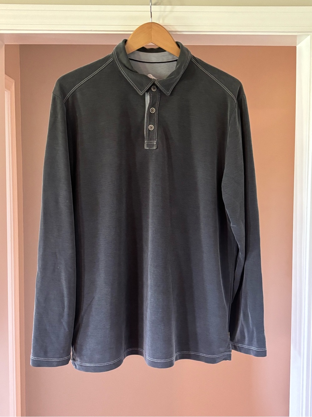 Tommy Bahama Long-Sleeve Polo in Charcoal